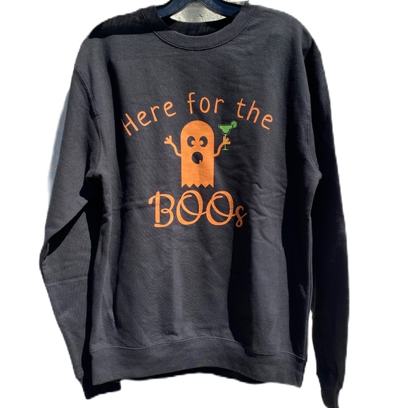 Here For The Boos Halloween Ghost graphic sweatshirt black Medium - Picture 2 of 11